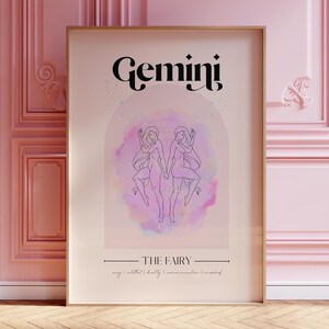GEMINI A4 zodiac star sign print, Gemini birthday gift, Personalised Gemini gift, Zodiac gift, Astrology print, Magic spiritual wall art