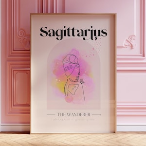 SAGITTARIUS A4 zodiac star sign print, Personalised Sagittarius birthday gift, Zodiac gift, Astrology print, Goddess magical wall art
