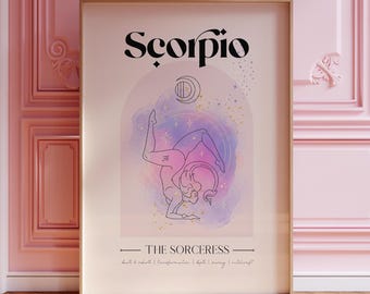 SCORPIO A4 zodiac star sign print, Scorpio gift, Personalised Scorpio gift, Zodiac gift, Goddess astrology print, Spiritual wall art