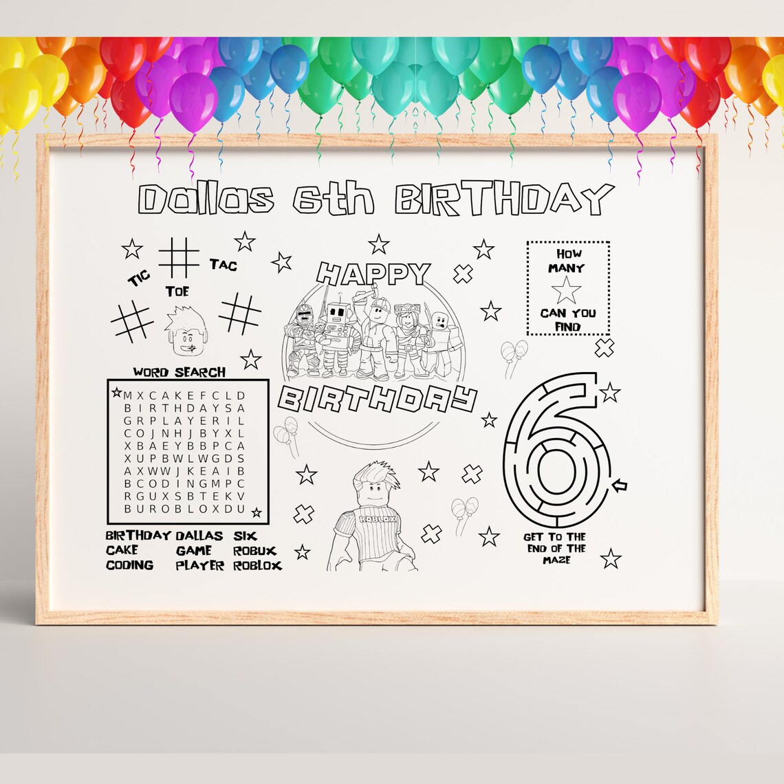 Roblox Birthday Coloring Sheet, Roblox Activity Sheet, Printable ...