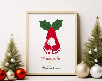 Mistletoe Christmas Footprints, Art, Craft,  Baby, Kids, DIY,  Keepsake Holiday Decor, Printable, Gift  Memory, School Activity, Kids Crafts
