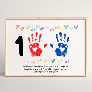 100 Days of School Activity, Handprint Art for Kids,  Teacher Resource, DIY Kid Crafts, Classroom Project, 100 Days of Learning