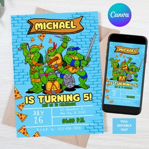 Ninja Turtle Invitation, Turtle Birthday Invitation, turtles party birthday invitation, ninja turtle birthday invitation, tmnt invitation