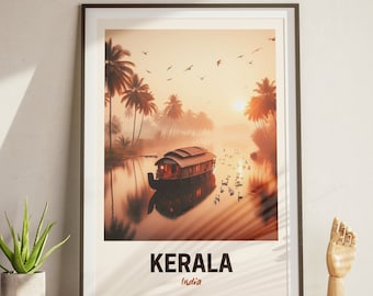 Kerala Backwaters Print, India Travel Art (Digital Download)
