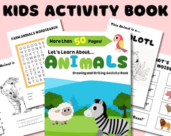 Animal Activity Book for Kids, Colouring & Puzzles (50+ Pages)
