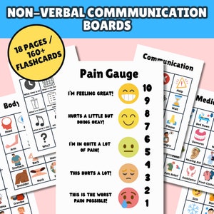 18 Printable Non Verbal Communication Visual Board Kids Adults Elderly Speech Therapy Hospital Medical Autism Special Needs Nurse Patient