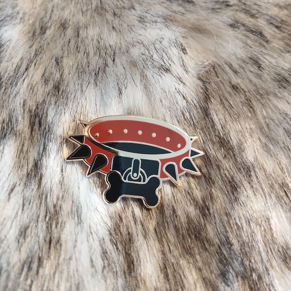 Pin de collar con pinchos - Pin de esmalte duro para collar de perro peludo