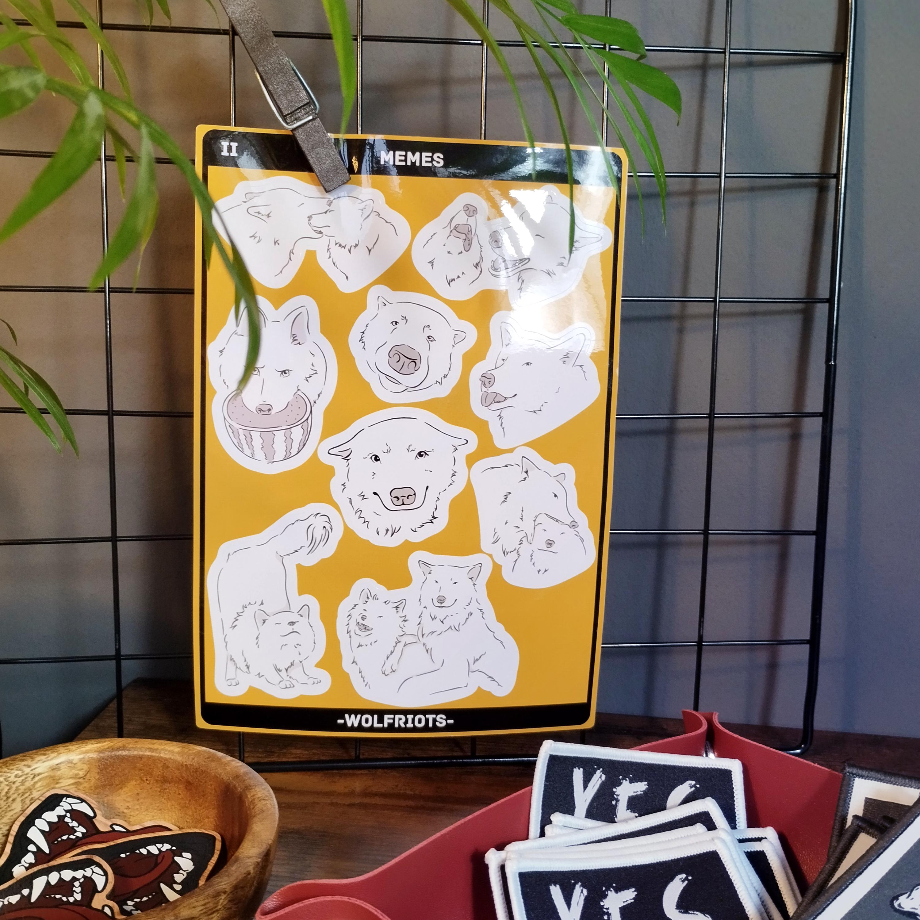 Memes Animal Sticker Sheet - Funny Wolf and Dog Expressions | Decorative for Laptops, Journals, Gifts & More | Waterproof, Resistant Vinyl
