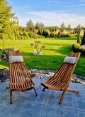 FUDALI Folding Wooden Garden Lounger with Pillow - Summer Outdoor Furniture for Farmhouse Decor, Garden Decoration, Stable & Functional product logo