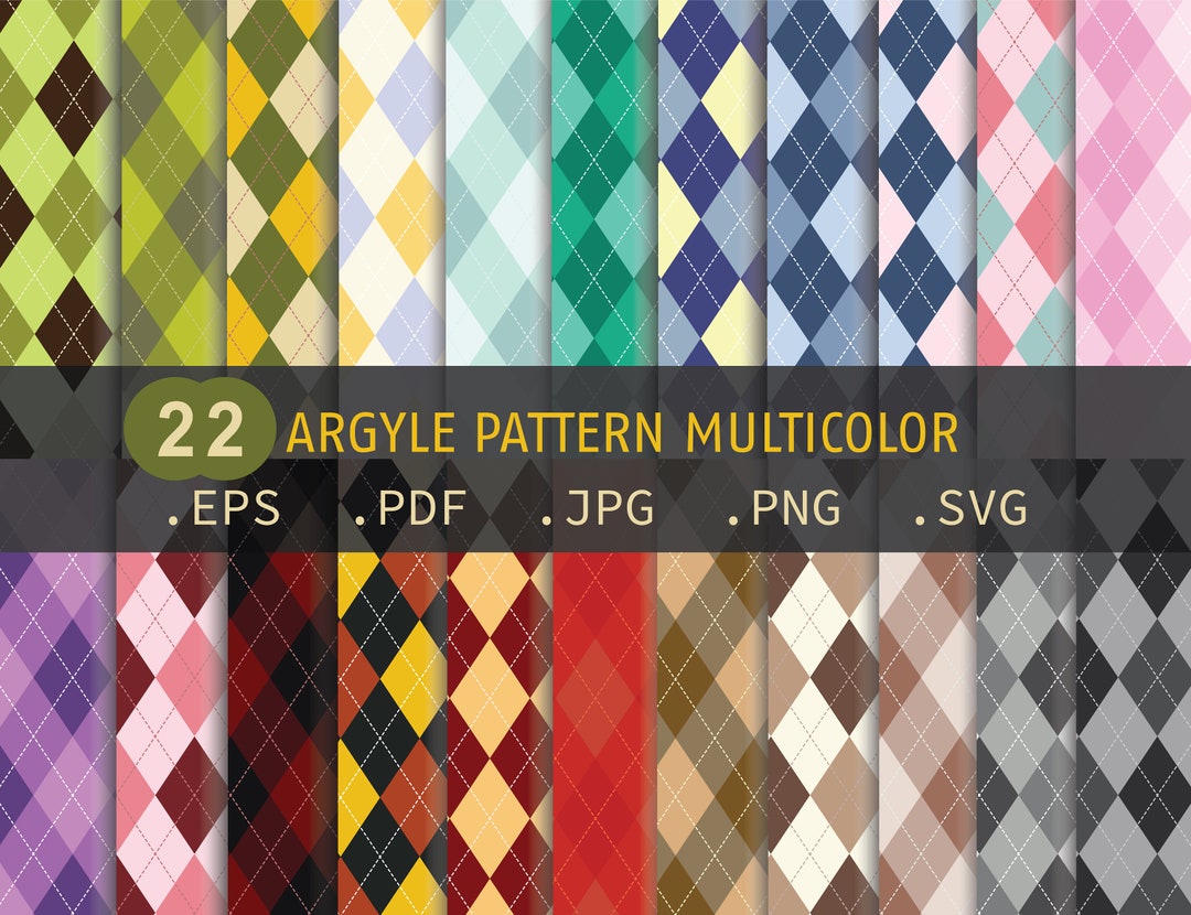Argyle Seamless Patterns, 22 Multi Color Combination, Digital Paper 300 ...
