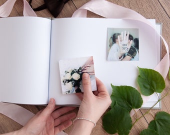 Livre de mariage, livre d'or Instax, album photo fait main en velours, album de scrapbooking personnalisé, livre photo personnalisé