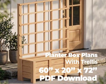 1,5 meter lång planteringslåda med spaljéplaner | Gör-det-själv-spaljé med lameller | Stor utomhusplanteringslåda i trä i PDF-format | Steg-för-steg-guide för träbearbetning
