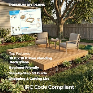 Plans de terrasse moderne autoportante 10x10 | Guide de construction DIY d'une terrasse flottante en bois | Plans de terrasse basse pour jardin