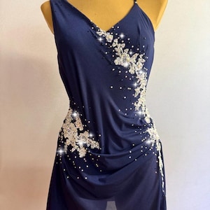 Lyrical dance costume, custom dance costume, custom leotard, dark blue lyrical dance costume, lyrical dance costume for competitions