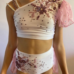 Traje de competición de dos piezas, traje de danza lírica individual, leotardo moderno personalizado