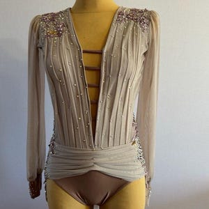 Traje de baile lírico en solitario, traje de baile personalizado, leotardo moderno, traje de baile hecho a mano, traje de baile lírico para competiciones