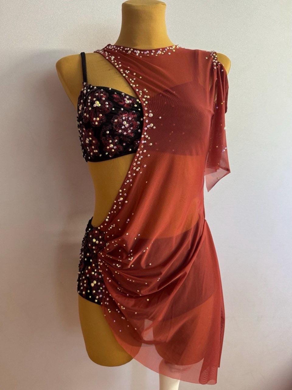 brown lyrical dress Brown Short Sleeve Lyrical Dress  STRETCH DANCE LTD