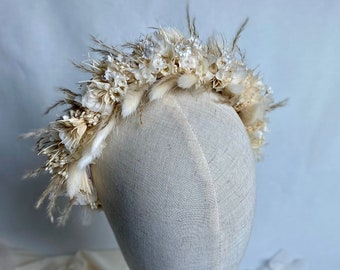 Couronne Emma, couronne de tête en fleurs séchées, bijoux de mariage, produit artisanal