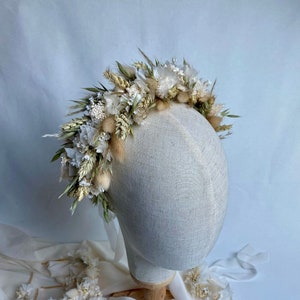 Couronne Mathilde, couronne de tête en fleurs séchées, bijoux de mariage, création artisanale image 1