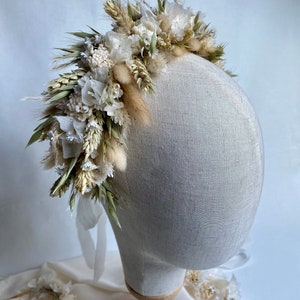 Couronne Mathilde, couronne de tête en fleurs séchées, bijoux de mariage, création artisanale image 2