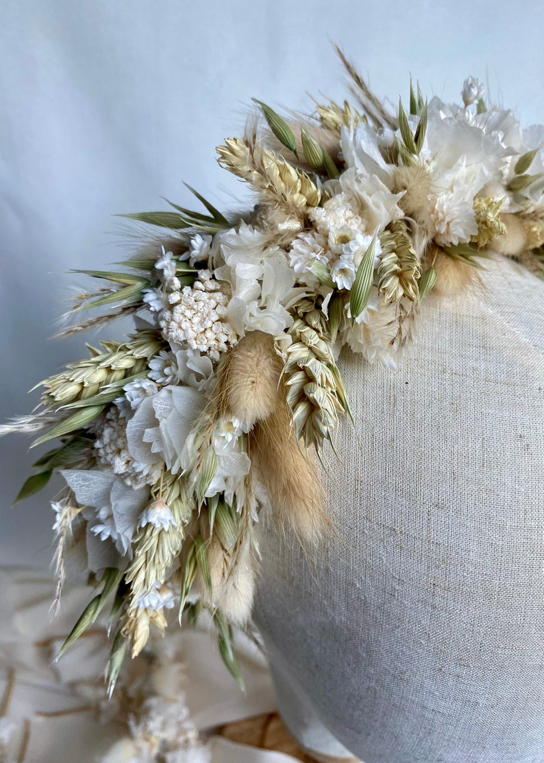 Couronne Mathilde, couronne de tête en fleurs séchées, bijoux de mariage, création artisanale image 3