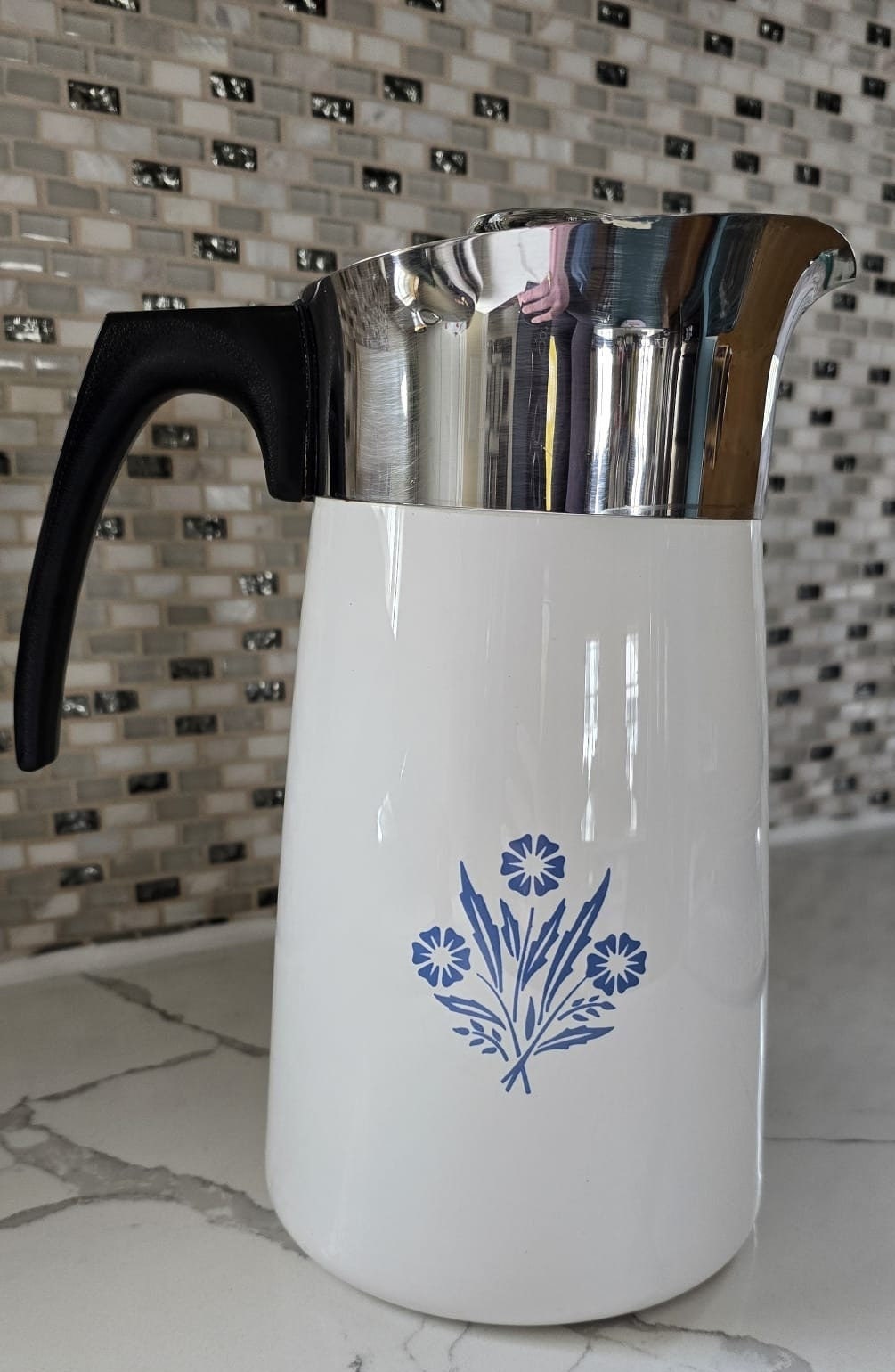 Ware Percolator Blue Cornflower Coffee Pot Vintage 1960's Corning