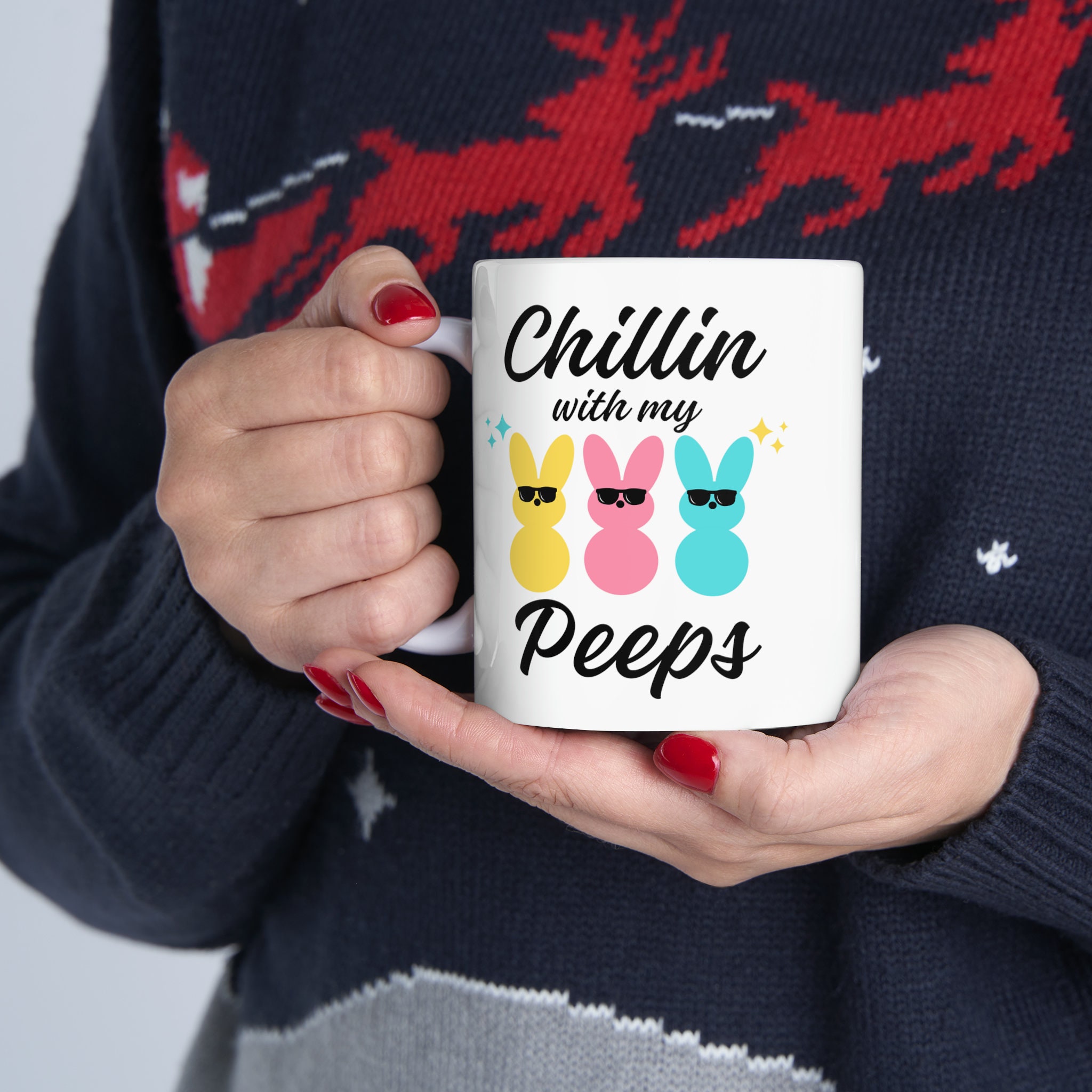 Chillin With My Peeps, Easter Spring Coffee Mug, Cute Spring Kitchen Decor, Easter Decor, Easter Tea Cup, Spring Housewarming Gifts, Easter