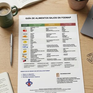 Low FODMAP Food List pdf | Low FODMAP Diet Chart | IBS Food Tracker | Gut Health Meal Planner | Spanish Edition A4