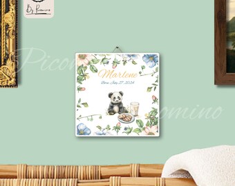 Geboortetegel, babycadeau, keramische kunst, bevallingscadeau, babyshower, dierendesign, nostalgisch Dutch design, traditionele charme