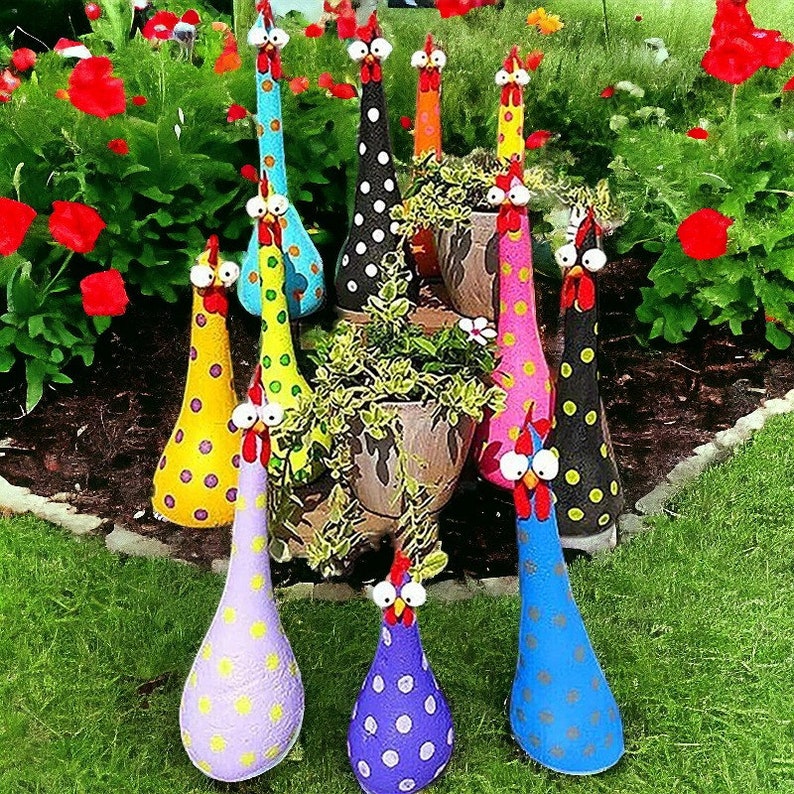 Silly Chicken Garden Ornament, Outdoor Garden Decor, Resin Art Decor, Garden ornament, Funny Chicken, Home Decor, Table Ornament, Lawn Decor image 4