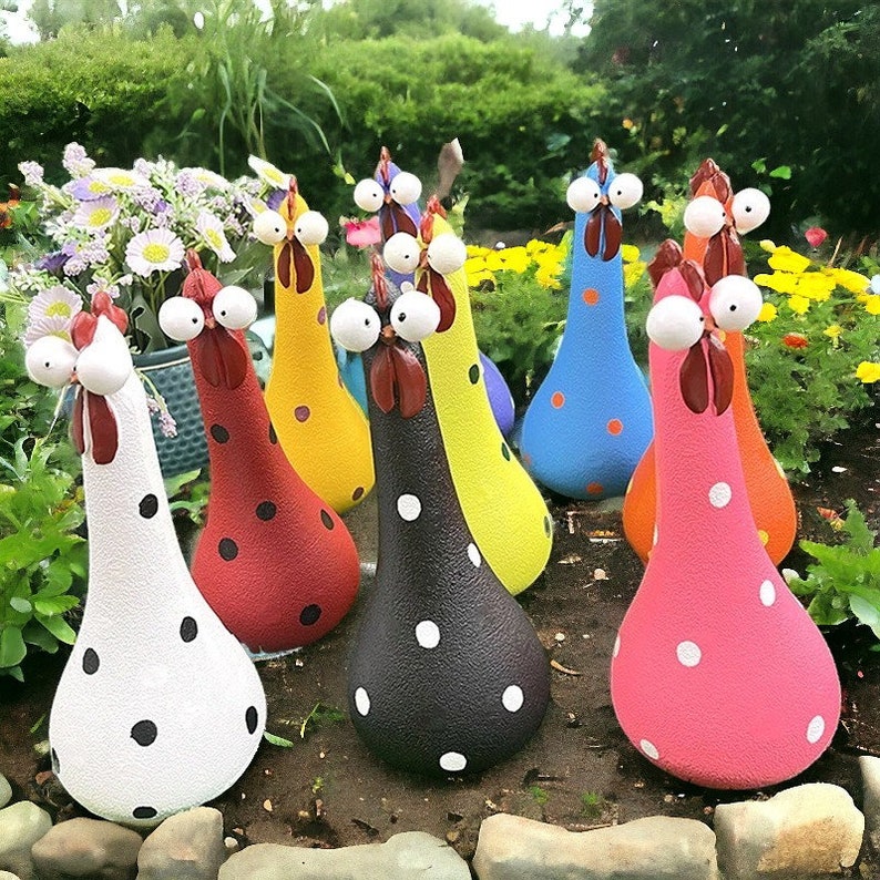 Silly Chicken Garden Ornament, Outdoor Garden Decor, Resin Art Decor, Garden ornament, Funny Chicken, Home Decor, Table Ornament, Lawn Decor image 1