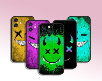 Coole Dämon Emoticon Art Handyhülle für iPhone 7 8 11 12 13 14 15 XS XR Plus Pro Max / für Samsung Galaxy Note Ultra S24 S23 S10 A14 A13