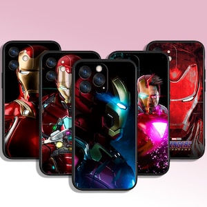 Custodia per telefono in stile supereroe Iron Man per iPhone 7 8 11 12 13 14 15 XS XR Plus Pro Max / per Samsung Galaxy Note Ultra S24 S23 S10 A14 A13