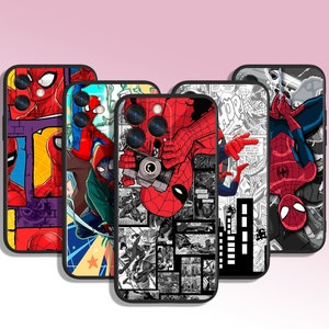 Super-héros Spider Man Art coque de téléphone 7 8 11 12 13 14 15 XS XR Plus Pro Max/pour Samsung Galaxy Note Ultra S24 S23 S10 A14 A13