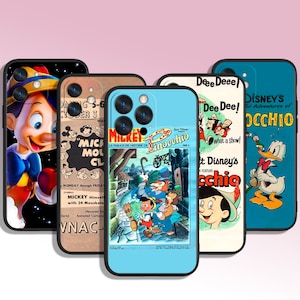 Funda de teléfono con diseño de dibujos animados de Pinocho para iPhone 8, 11, 12, 13, 14, 15, XS, XR Plus, Pro Max o Samsung Galaxy Note Ultra S24, S23, S10, A14, A13