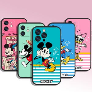 Custodia per telefono con motivo artistico di Topolino e Minnie per iPhone 8 11 12 13 14 15 XS XR Plus Pro Max / per Samsung Galaxy Note Ultra S24 S23 S10 A55 A35