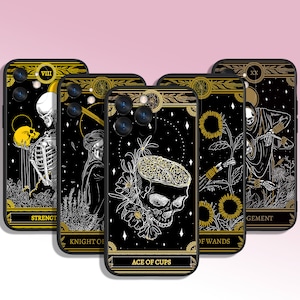 Lecture de tarot art gothique coque de téléphone 7 8 11 12 13 14 15 XS XR Plus Pro Max/pour Samsung Galaxy Note Ultra S24 S23 S10 A14 A13