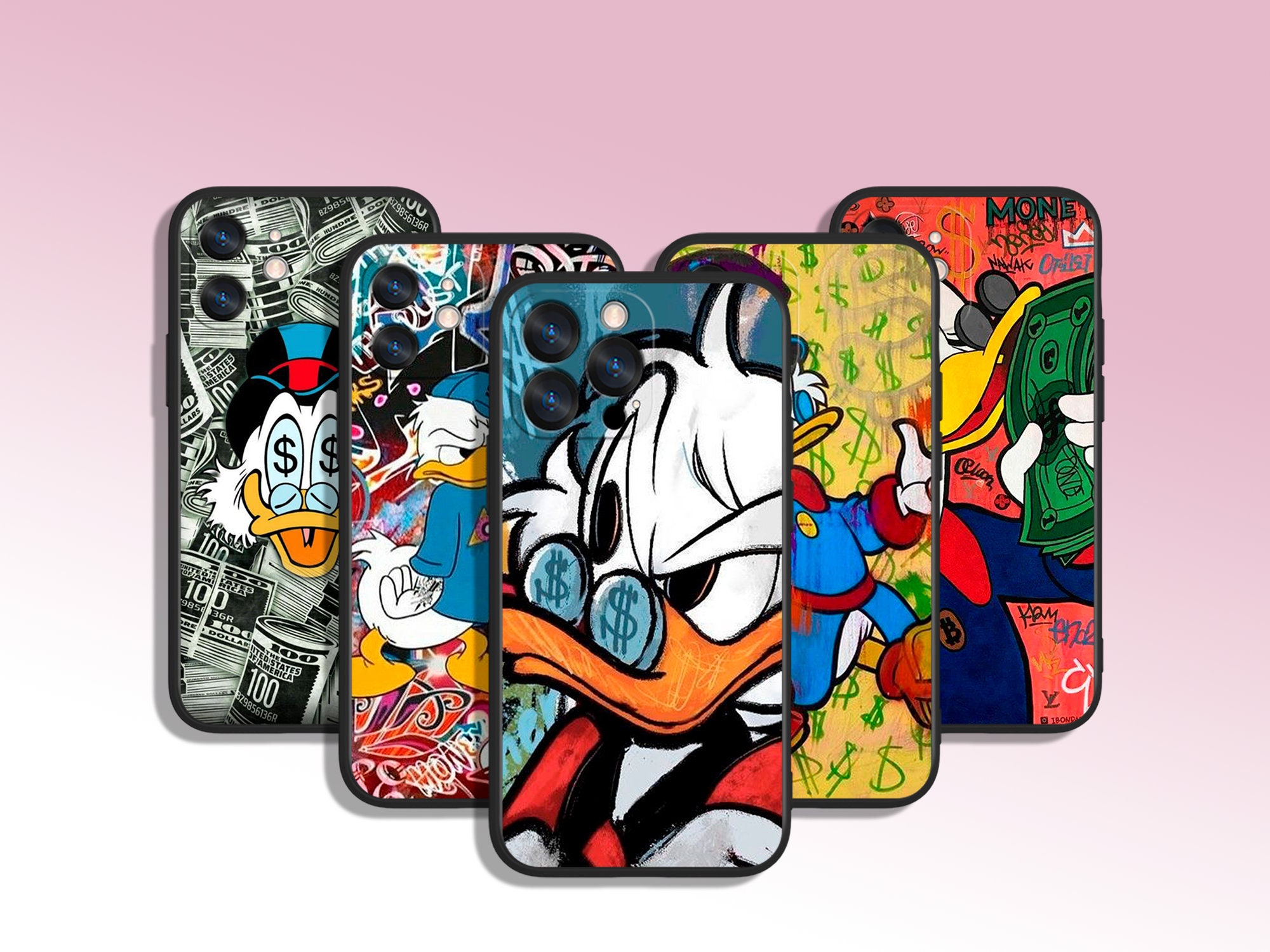 Scrooge Donald Duck Cartoon Art Phone Case for iPhone 8 11 12 13 14 15 XS XR Plus Pro Max/ for Samsung Galaxy Note Ultra S24 S23 S10 A14 A13