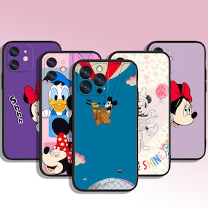 Custodia per telefono con motivo artistico di Topolino e Minnie per iPhone 8 11 12 13 14 15 XS XR Plus Pro Max / per Samsung Galaxy Note Ultra S24 S23 S10 A55 A35
