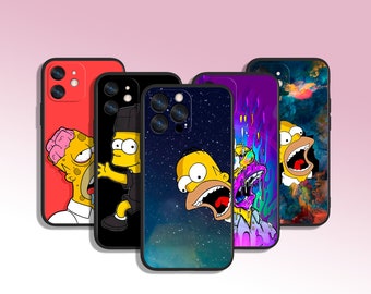 Cool Cartoon Simpsons Art Phone Case para iPhone 7 8 11 12 13 14 15 XS XR Plus Pro Max / para Samsung Galaxy Note Ultra S24 S23 S10 A14 A13