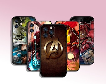 Superheld Iron Man Bunte Kunst Handyhülle für iPhone 11 12 13 14 15 XS XR Plus Pro Max / für Samsung Galaxy Note Ultra S24 S23 S10 A14 A13