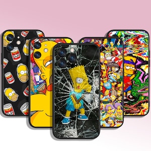 Coole Cartoon Simpsons Art Handyhülle für iPhone 7 8 11 12 13 14 15 XS XR Plus Pro Max / für Samsung Galaxy Note Ultra S24 S23 S10 A14 A13