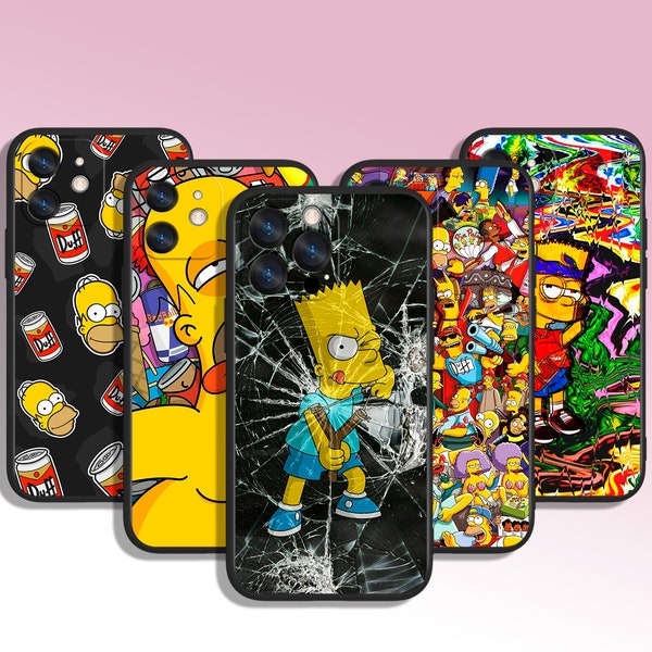 Coole Cartoon Simpsons Art Handyhülle für iPhone 7 8 11 12 13 14 15 XS XR Plus Pro Max / für Samsung Galaxy Note Ultra S24 S23 S10 A14 A13