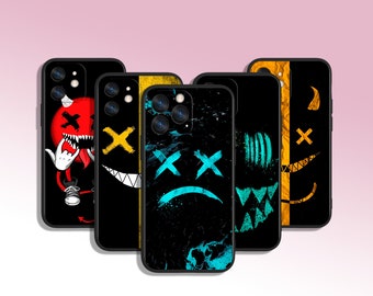 クールな悪魔の絵文字アート電話ケース iPhone 7 8 11 12 13 14 15 XS XR Plus Pro Max / Samsung Galaxy Note Ultra S24 S23 S10 A14 A13用