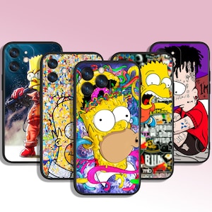Coole Cartoon Simpsons Art Handyhülle für iPhone 7 8 11 12 13 14 15 XS XR Plus Pro Max / für Samsung Galaxy Note Ultra S24 S23 S10 A14 A13