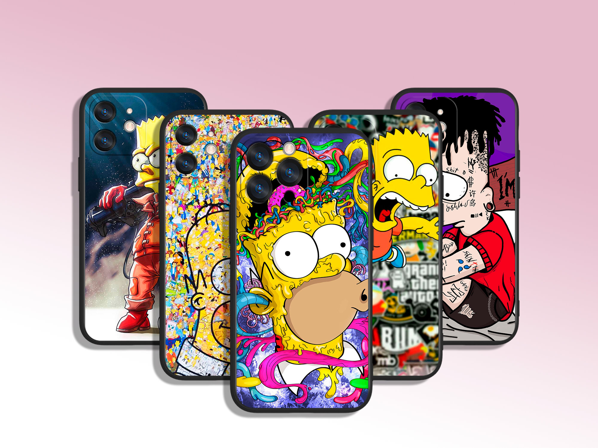 Cool Cartoon Simpsons Art Phone Case for iPhone 7 8 11 12 13 14 15 XS ...