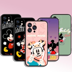 Custodia per telefono con motivo artistico di Topolino e Minnie per iPhone 8 11 12 13 14 15 XS XR Plus Pro Max / per Samsung Galaxy Note Ultra S24 S23 S10 A55 A35