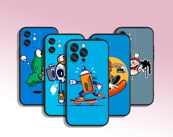 漫画面白いアート電話カバーケース iPhone 7 8 11 12 13 14 15 XS XR Plus Pro Max / Samsung Galaxy Note Ultra S24 S23 S10 A14 A13用