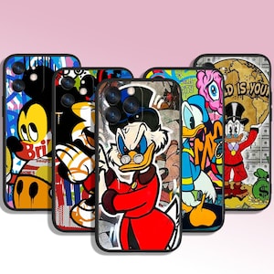 Custodia per telefono con motivo Paperino Paperino per iPhone 8 11 12 13 14 15 XS XR Plus Pro Max/ per Samsung Galaxy Note Ultra S24 S23 S10 A14 A13