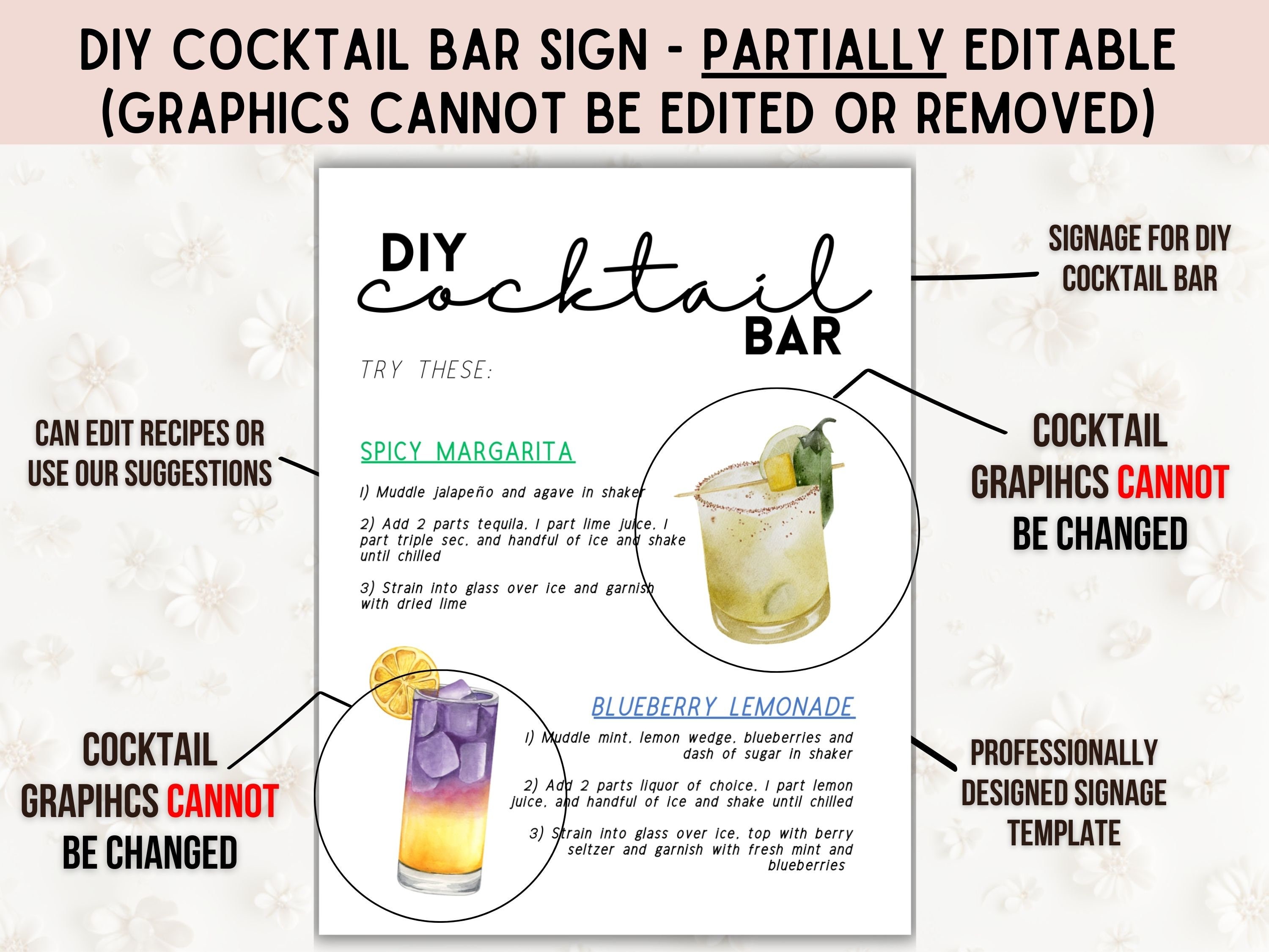 DIY Cocktail Bar Sign Make Your Own Cocktail Bar Sign Template Drink